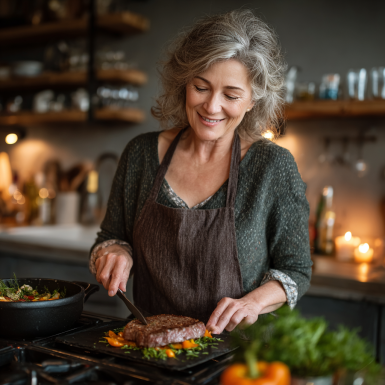 Активні люди старшого віку готують здорову їжу разом
