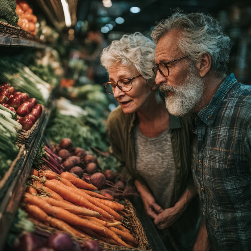 Щаслива пара готує здорову їжу разом
